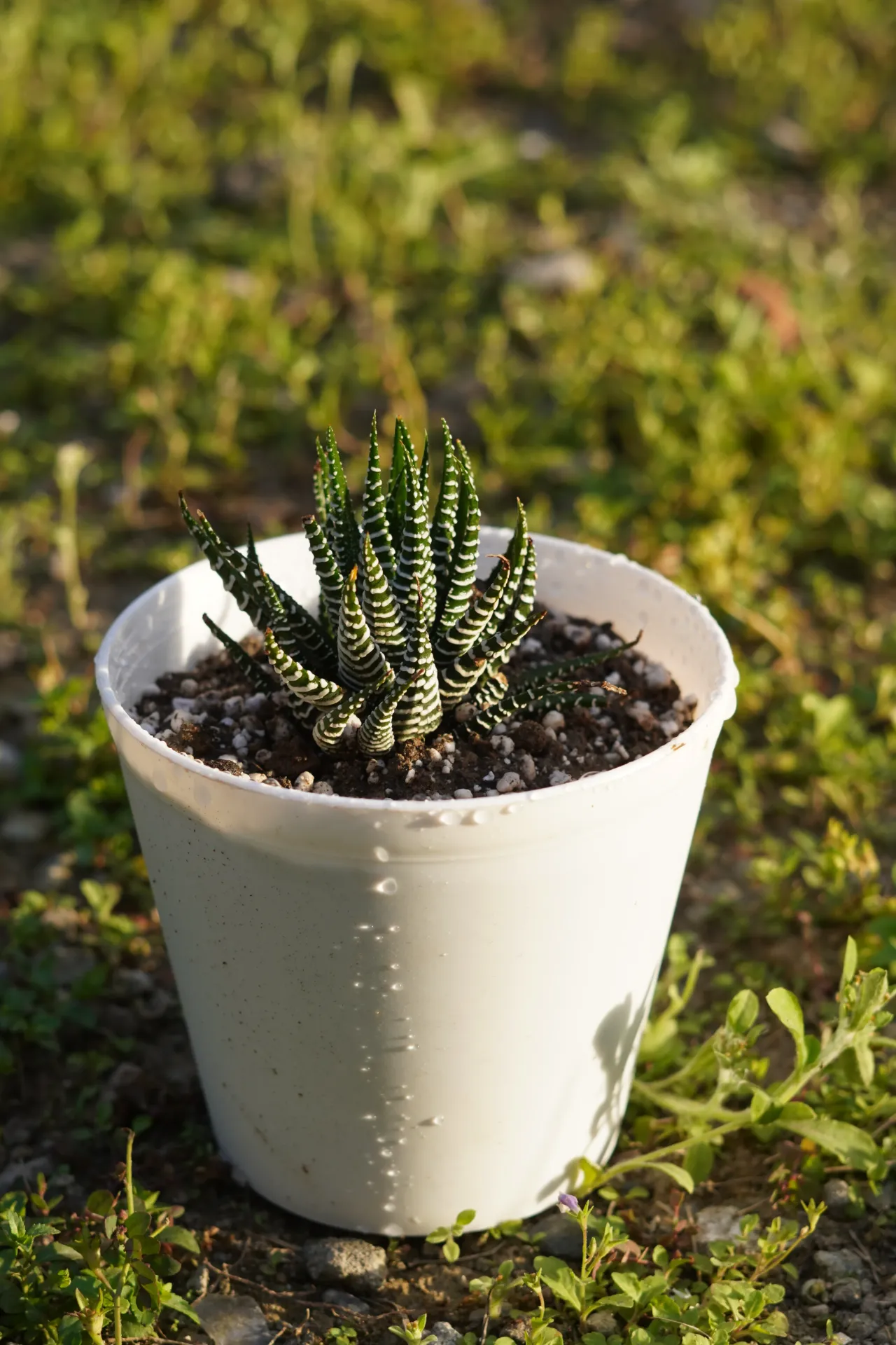 [049] Zebra Haworthia – Striped Indoor Succulent Plant [Haworthiopsis fasciata] (With pot)